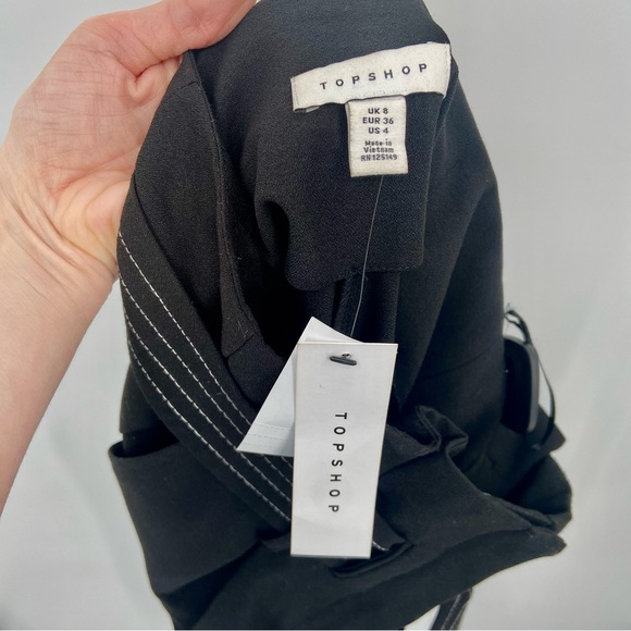 NWT Topshop Paperbag High Waist Black Career Trousers 4 - Picture 9 of 10